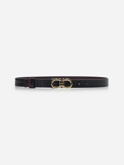 Ferragamo Black Reversible Gancini Belt