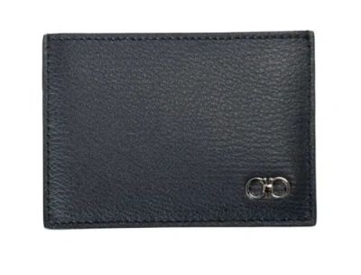 Pre-owned Ferragamo Brand Salvatore  Men's Navy Pebbled Leather Bifold Wallet