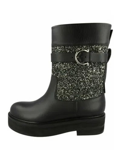 Pre-owned Ferragamo Calf Leather Boots W/ Tags In Black