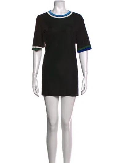 Pre-owned Ferragamo Crew Neck Mini Dress In Black