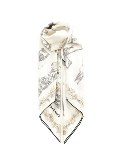 Ferragamo Eden Floral-print Scarf In Neutral