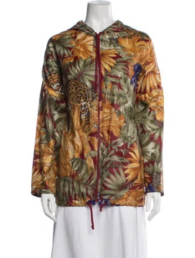 Pre-owned Ferragamo Floral Print Jacket In Orange