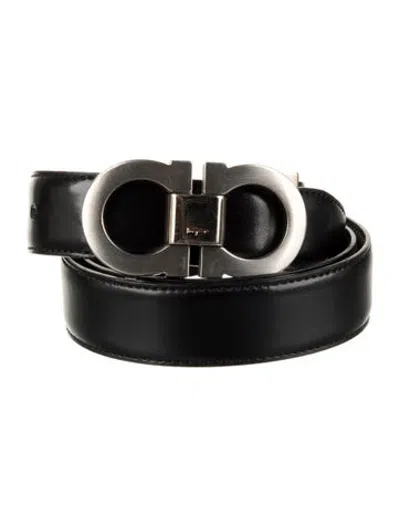 Pre-owned Ferragamo Gancini Logo Skinny Belt In Black