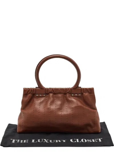 Pre-owned Ferragamo Gancio Top-handle Bag In Brown