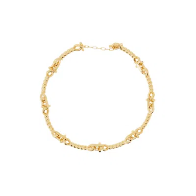 Ferragamo Gold Torchon Hook Custom T-bar Brass Necklace