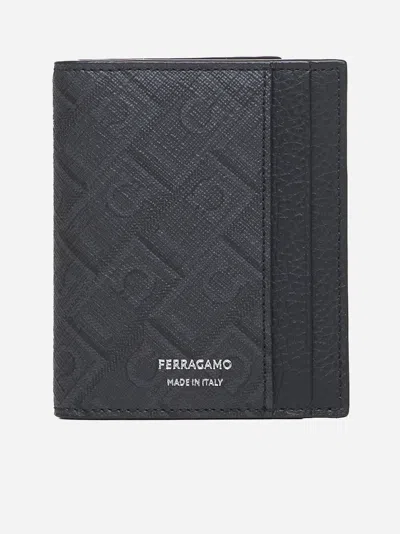 Ferragamo Grey  Monogram Card Case
