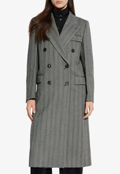Ferragamo Herringbone Pattern Coat In Gray