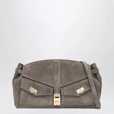Ferragamo Hug Multipocket L Grey Shoulder Bag In Grey