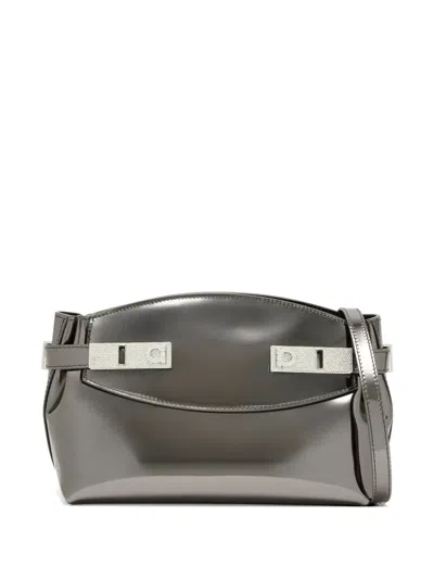 Ferragamo Jewel-embellished Clutch Bag In Gray