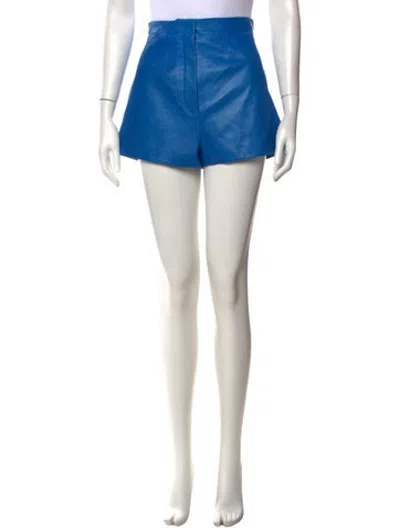 Pre-owned Ferragamo Lamb Leather Mini Shorts W/ Tags In Blue