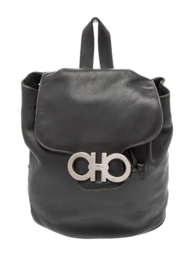 Pre-owned Ferragamo Leather Backpack Vintage In Grey
