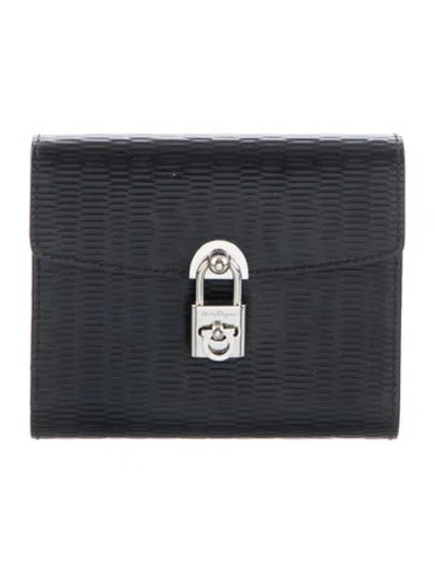 Pre-owned Ferragamo Leather Bifold Wallet In Black