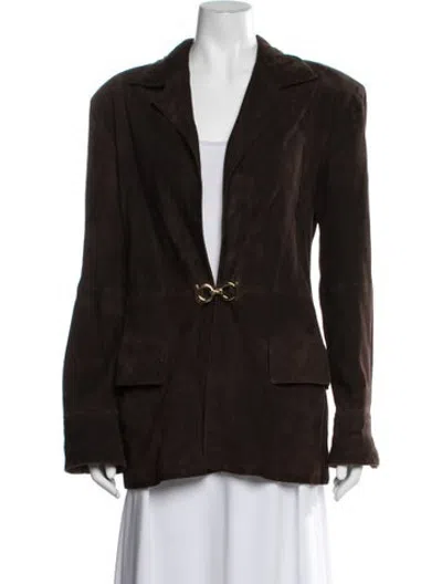 Pre-owned Ferragamo Leather Blazer In Brown