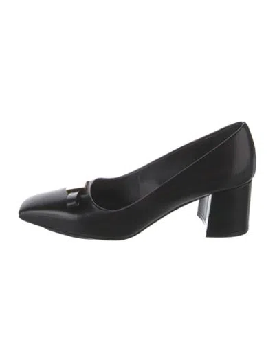 Pre-owned Ferragamo Leather Bow Accents Pumps In Black