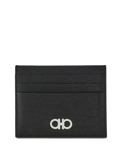 Ferragamo Leather Card Case In Black