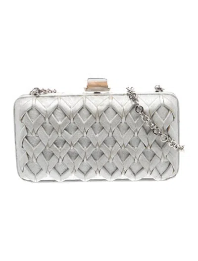 Pre-owned Ferragamo Leather Clutch In Metallic/silver