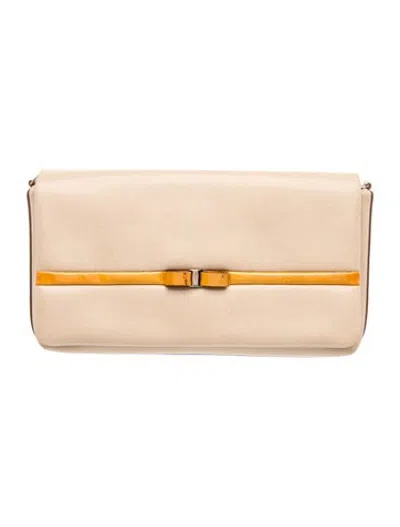 Pre-owned Ferragamo Leather Clutch In Neutrals