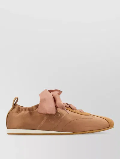 Ferragamo Leather Low-top Sneakers In Brown