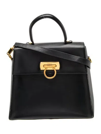 Pre-owned Ferragamo Leather Top Handle Bag In Black