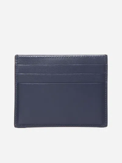 Ferragamo Logo Leather Card Holder In Blue