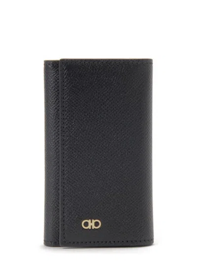 Ferragamo Men's 100% Calf Leather Wallet In Black