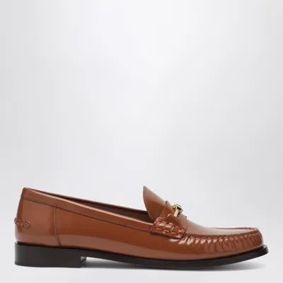 Ferragamo Moccasin With Chain New Vara Colour Leather In Blue