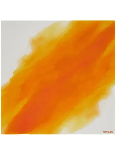 Ferragamo Ombre-print Cashmere Scarf In Orange