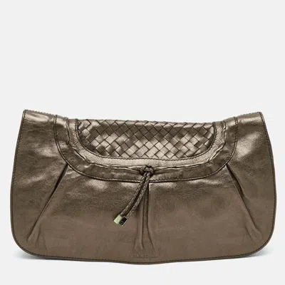 Pre-owned Ferragamo Oversized Metallic Leather Clutch