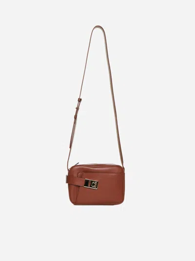 Ferragamo S Camera Case Leather Bag In Burgundy