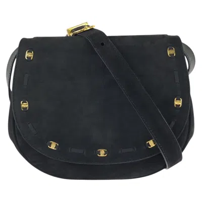 Pre-owned Ferragamo Salvatore  Black Suede Pochette Shoulder Bag ()