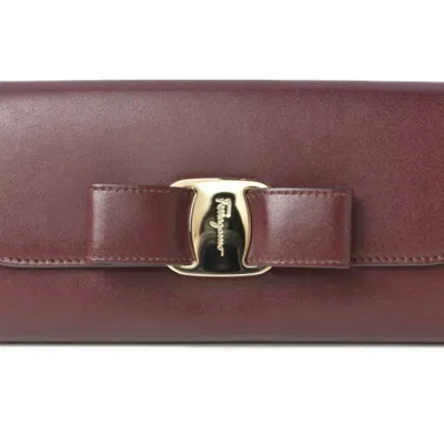 Pre-owned Ferragamo Salvatore  Burgundy Leather Long Wallet (bi-fold) ()