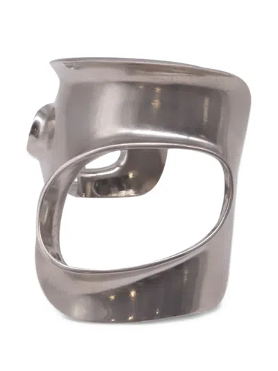 Pre-owned Ferragamo Sculptural Cutout Cuff Bracelet In Silver