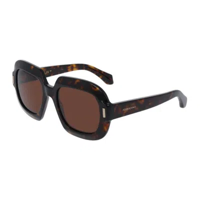 Ferragamo Sf2068 Mini Sunglasses In Dark Havana In Multi