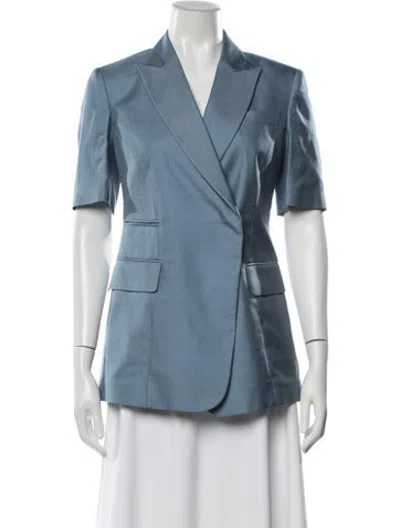 Pre-owned Ferragamo Silk Blazer W/ Tags In Blue