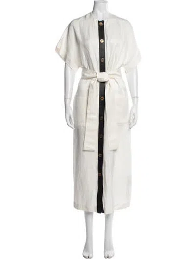 Pre-owned Ferragamo Silk Long Dress In Neutrals