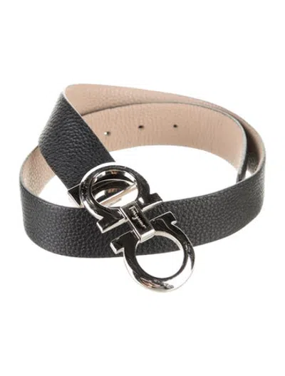 Pre-owned Ferragamo Skinny Leather Belt In Black