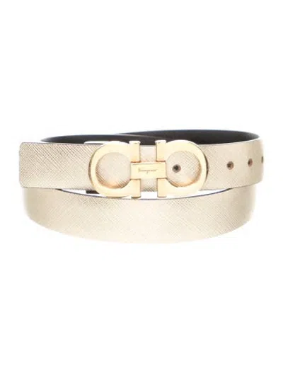 Pre-owned Ferragamo Skinny Leather Belt In Black/neutrals
