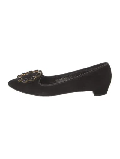 Pre-owned Ferragamo Suede Ballet Flats In Black