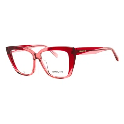 Ferragamo Transparent Eyeglasses With Clear Demo Lenses In Red