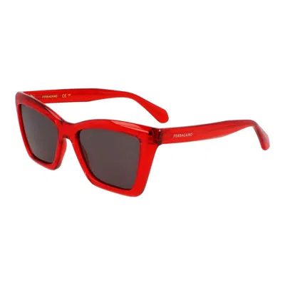 Ferragamo Transparent Red Mini Sunglasses For Women In Black