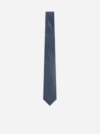 Ferragamo Trap Silk Tie In Blue