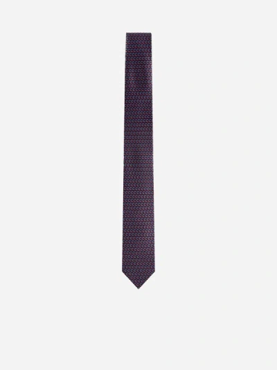 Ferragamo Trap Silk Tie In Purple