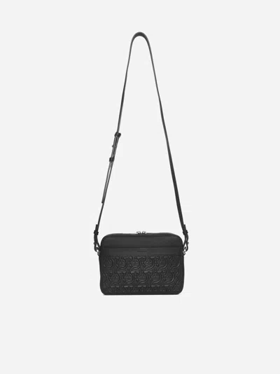 Ferragamo Travel Gancini Leather Bag In Black