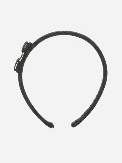 Ferragamo Vara Bow Grosgrain Headband In Black