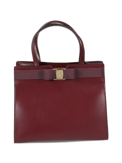 Ferragamo Vara Bow Leather Tote Bag In Red