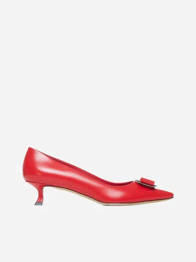 Ferragamo Red New Vara Plate Pumps In Flame Red