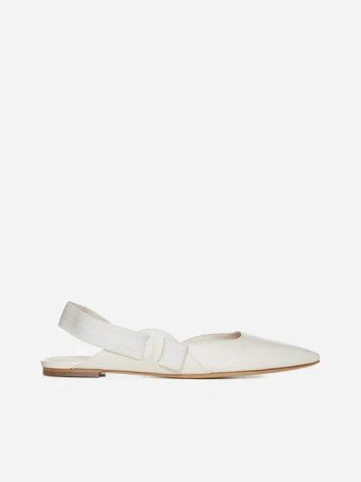 Ferragamo Vara Leather Slingback Ballet Flats In Ivory