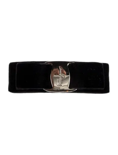 Pre-owned Ferragamo Velvet Hair Clip In Black