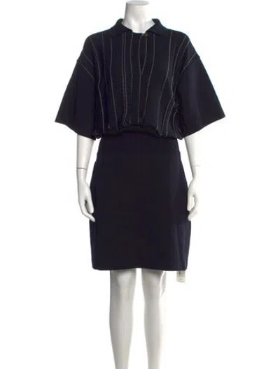 Pre-owned Ferragamo Virgin Wool Mini Dress W/ Tags In Black