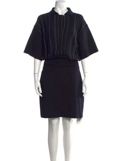 Pre-owned Ferragamo Virgin Wool Mini Dress W/ Tags In Black